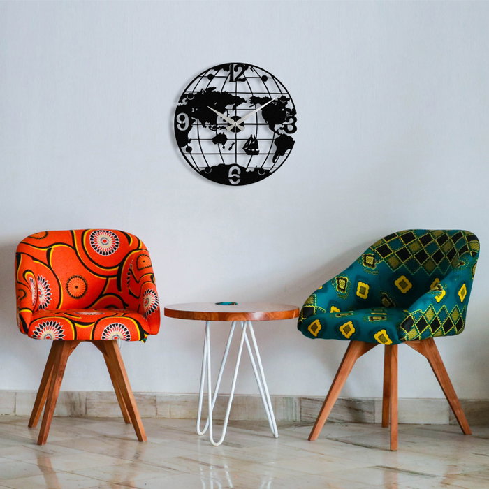 Wallity Reloj de Pared Decorativo de Metal S018 Negro 48x48cm Elegante y Moderno para Salón, Dormitorio u Oficina
